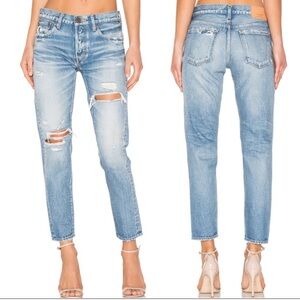 Moussy Vintage Bowie Mid Rise Distressed Cropped‎ Ankle Tapered Jeans Size 29